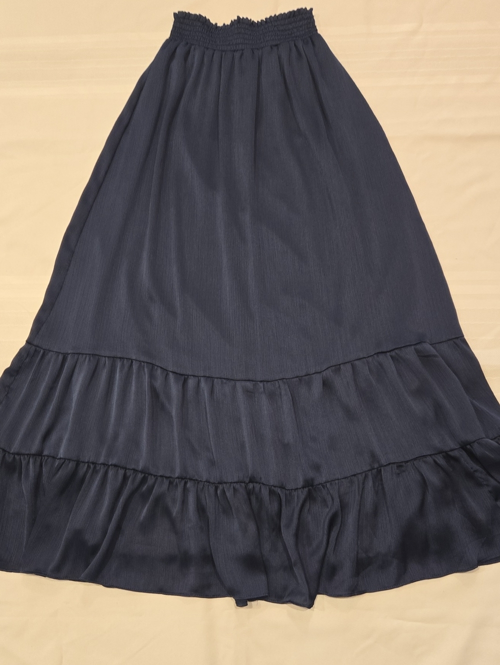 Vince Camuto Navy Tiered Maxi Skirt with Smocked Waist